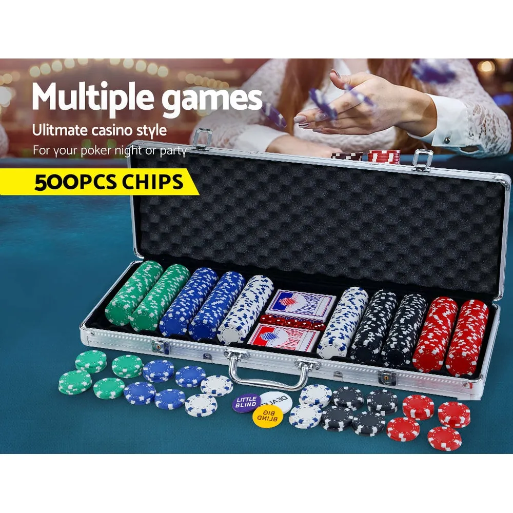 500pcs Casino-Style Poker Chips Set, Aluminum Case