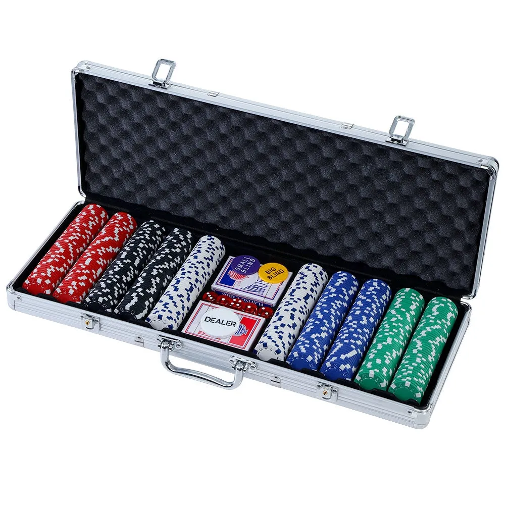 500pcs Casino-Style Poker Chips Set, Aluminum Case