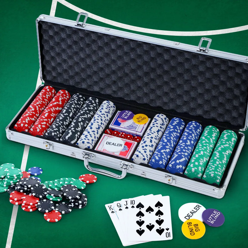 500pcs Casino-Style Poker Chips Set, Aluminum Case