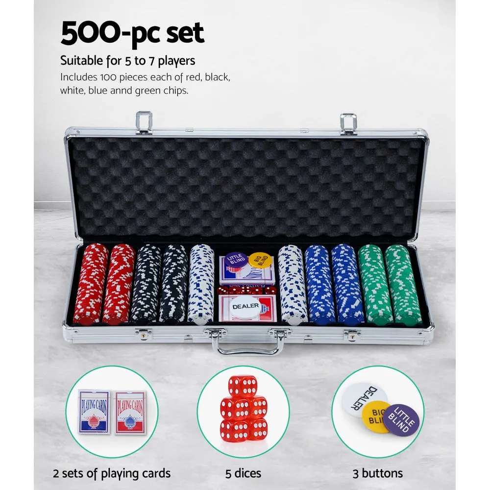 500pcs Casino-Style Poker Chips Set, Aluminum Case