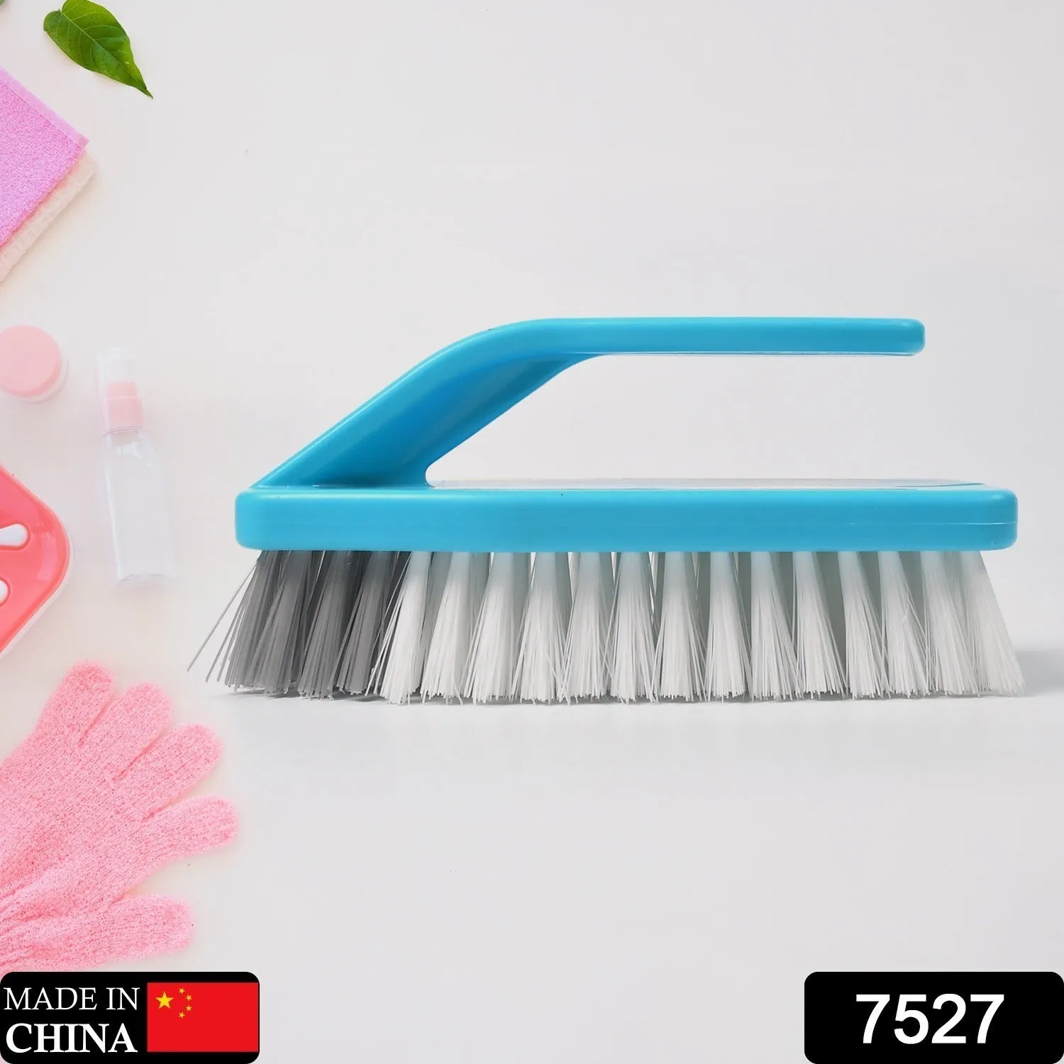 7527 MULTIPURPOSE DURABLE CLEANING BRUSH WITH HANDLE FOR CLOTHES LAUNDRY FLOOR TILES AT HOME KITCHEN SINK, WET AND DRY WASH CLOTH SPOTTING WASHING SCRUBBING BRUSH.