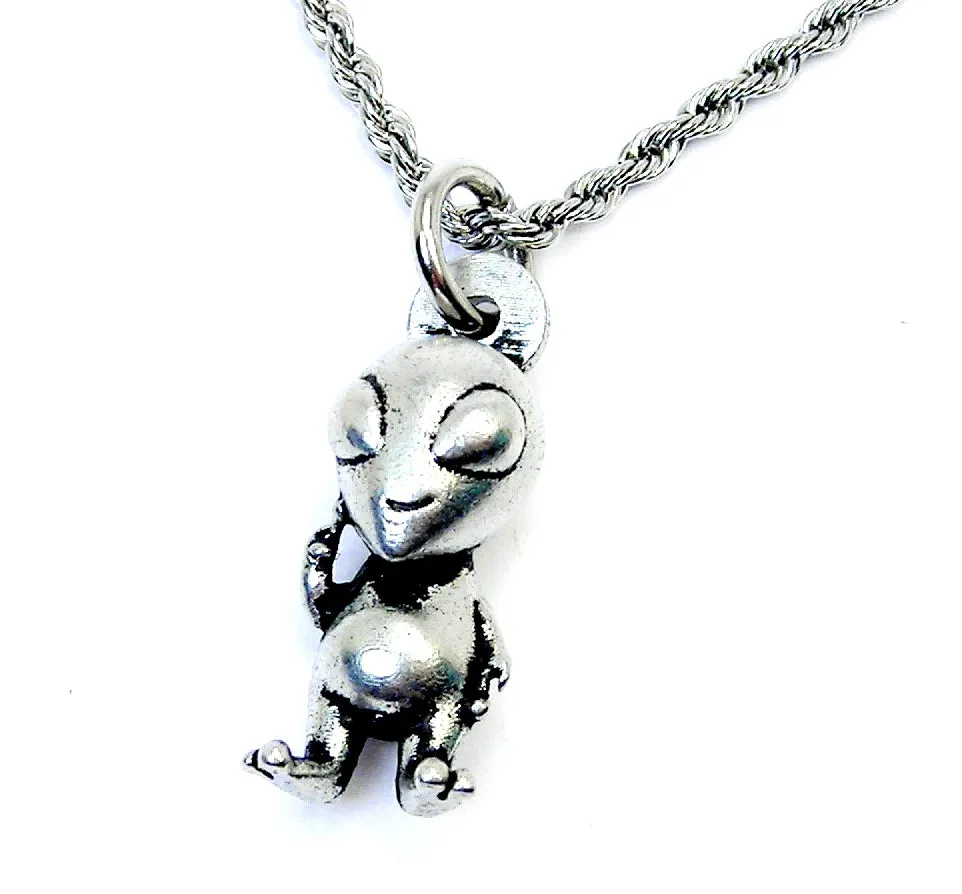 Alien grey man  UFO  Single Charm Necklace