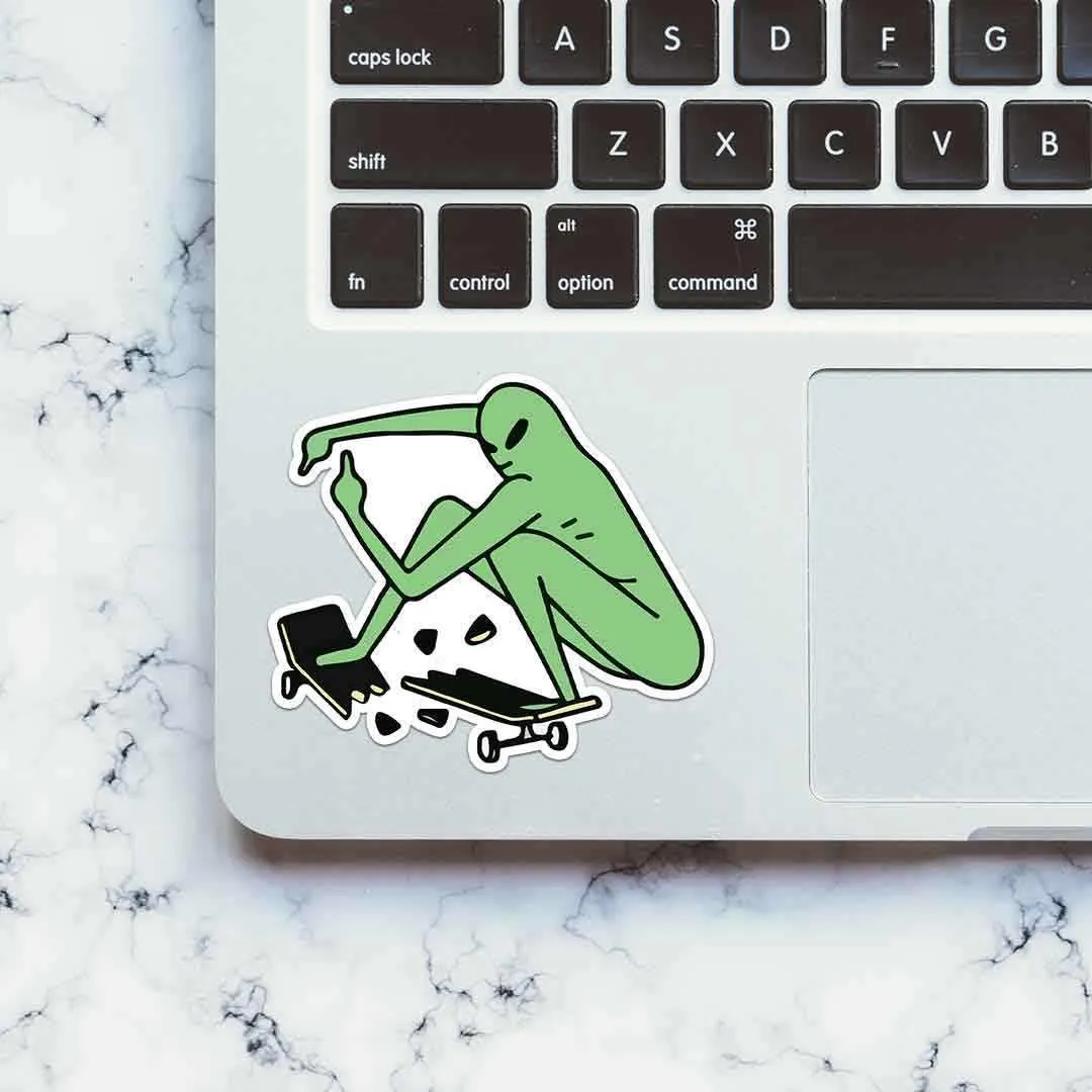 Alien On Skateboard Sticker