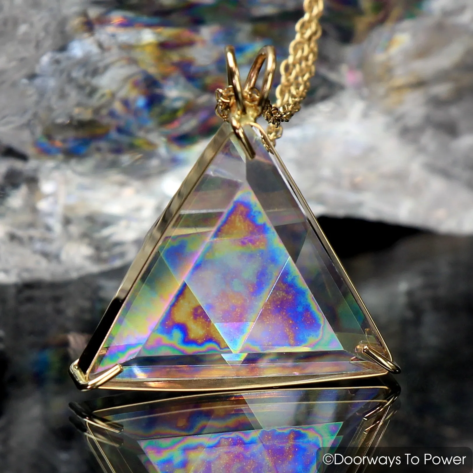 Angel Aura Star of David Vogel Crystal Pendant 14k