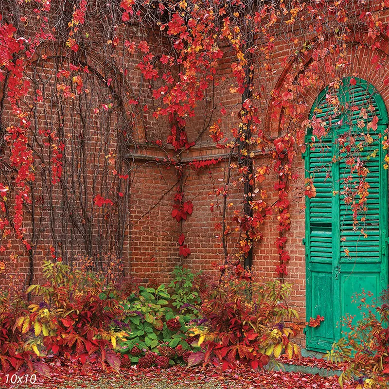 Autumn Brick Courtyard Backdrop for Photography