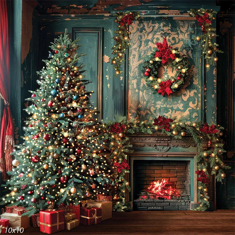 Christmas Faded Victorian Photography Backdrop