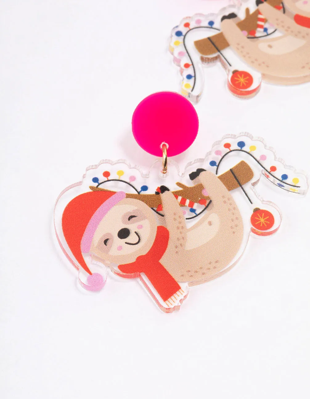 Christmas Sloth Drop Earrings