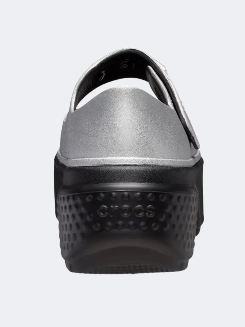 Crocs Stomp Metallic Mary Jane Unisex Lifestyle Slippers Silver/Black