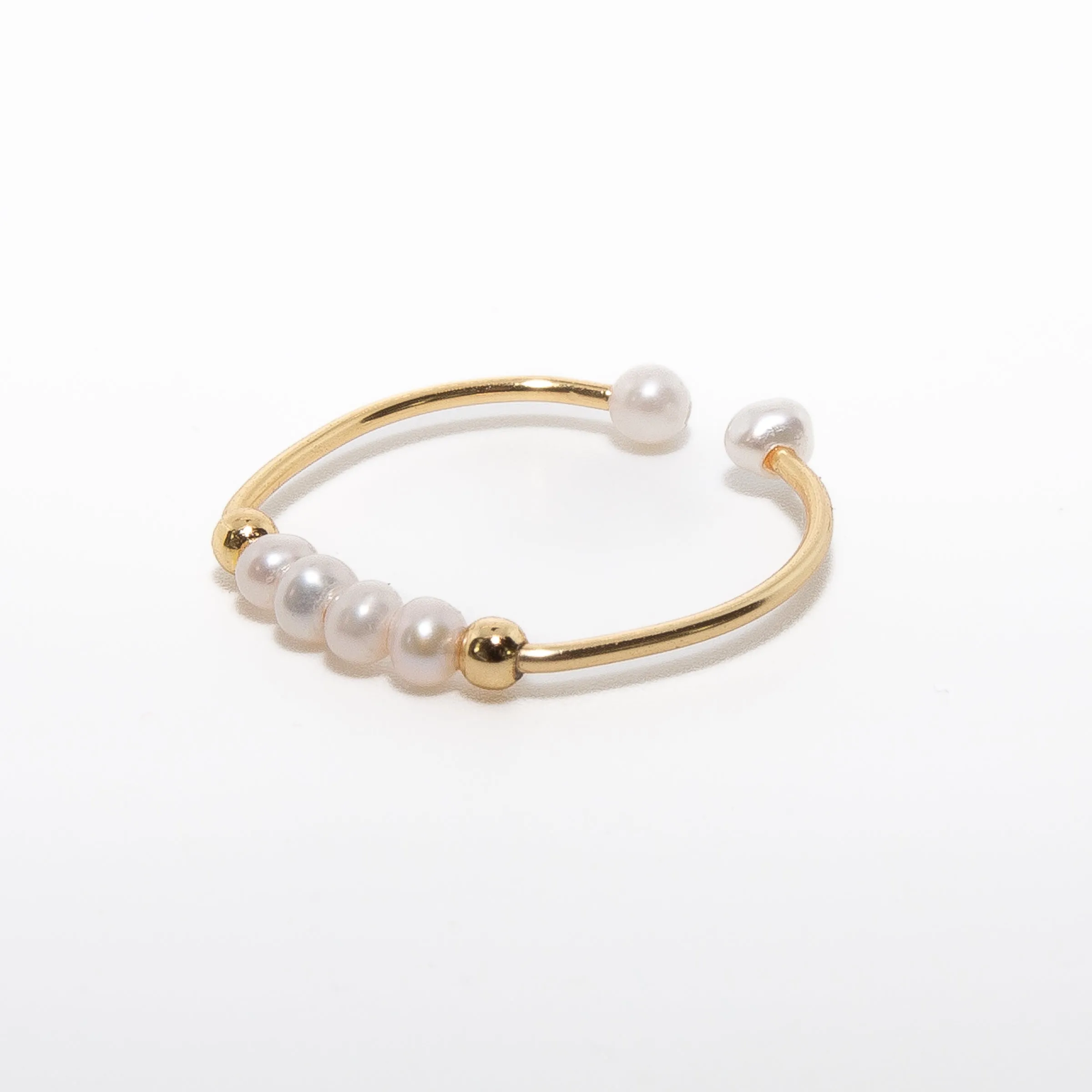 Delicate Web of Pearls Gold-Filled Ring