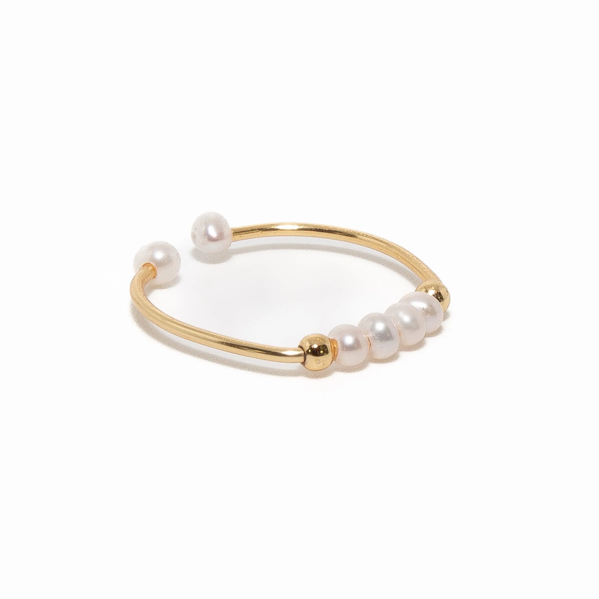 Delicate Web of Pearls Gold-Filled Ring