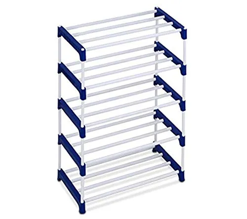 Ebee 10 Pair Metal Shoe Stand (Blue, 5 Shelves)