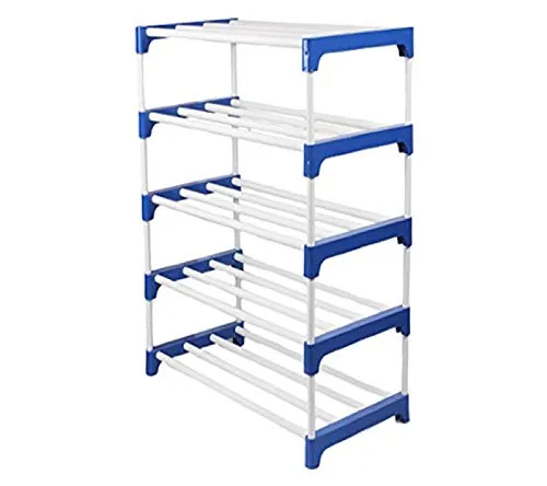 Ebee 10 Pair Metal Shoe Stand (Blue, 5 Shelves)