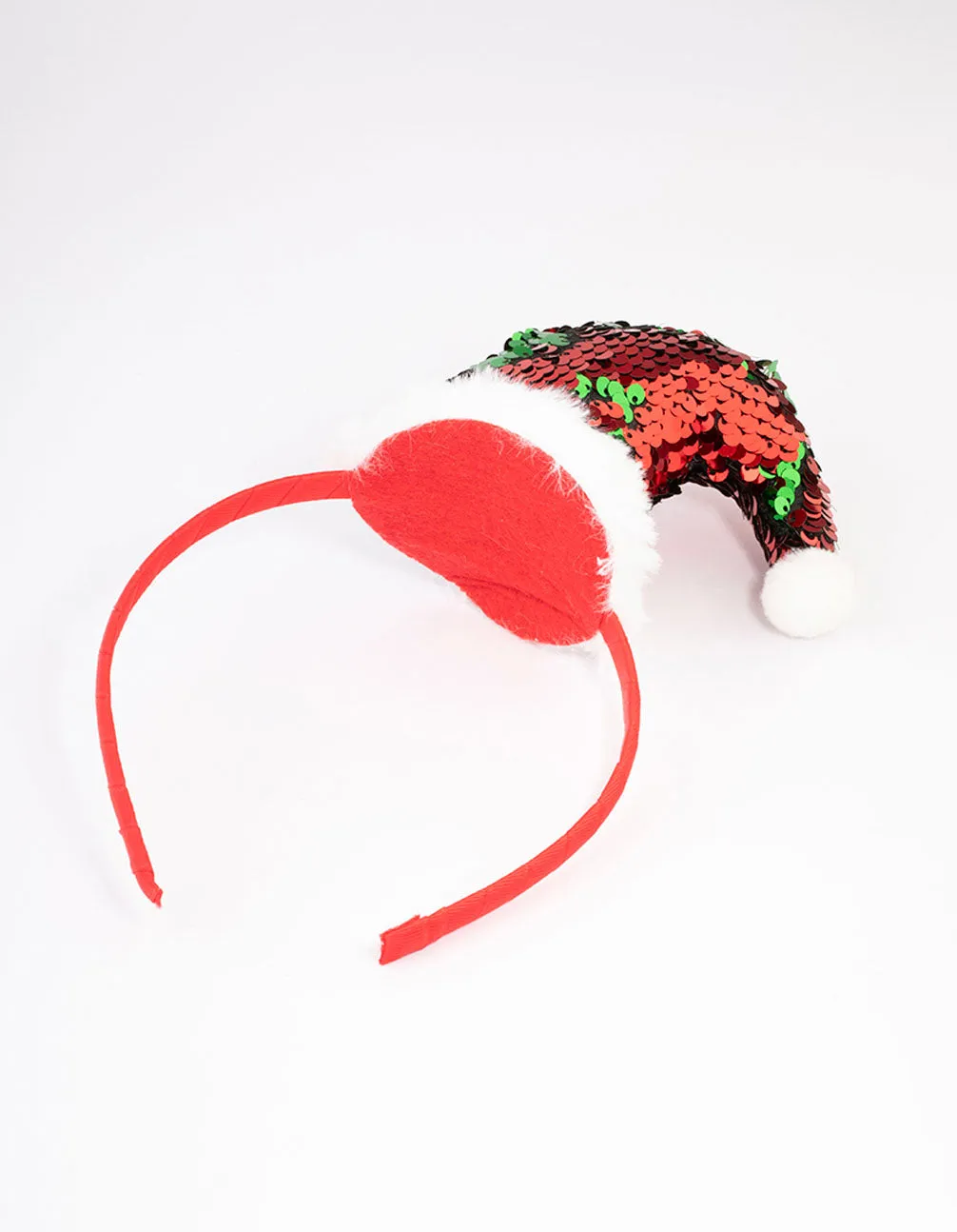 Fabric Red Sequin Santa Hat Headband