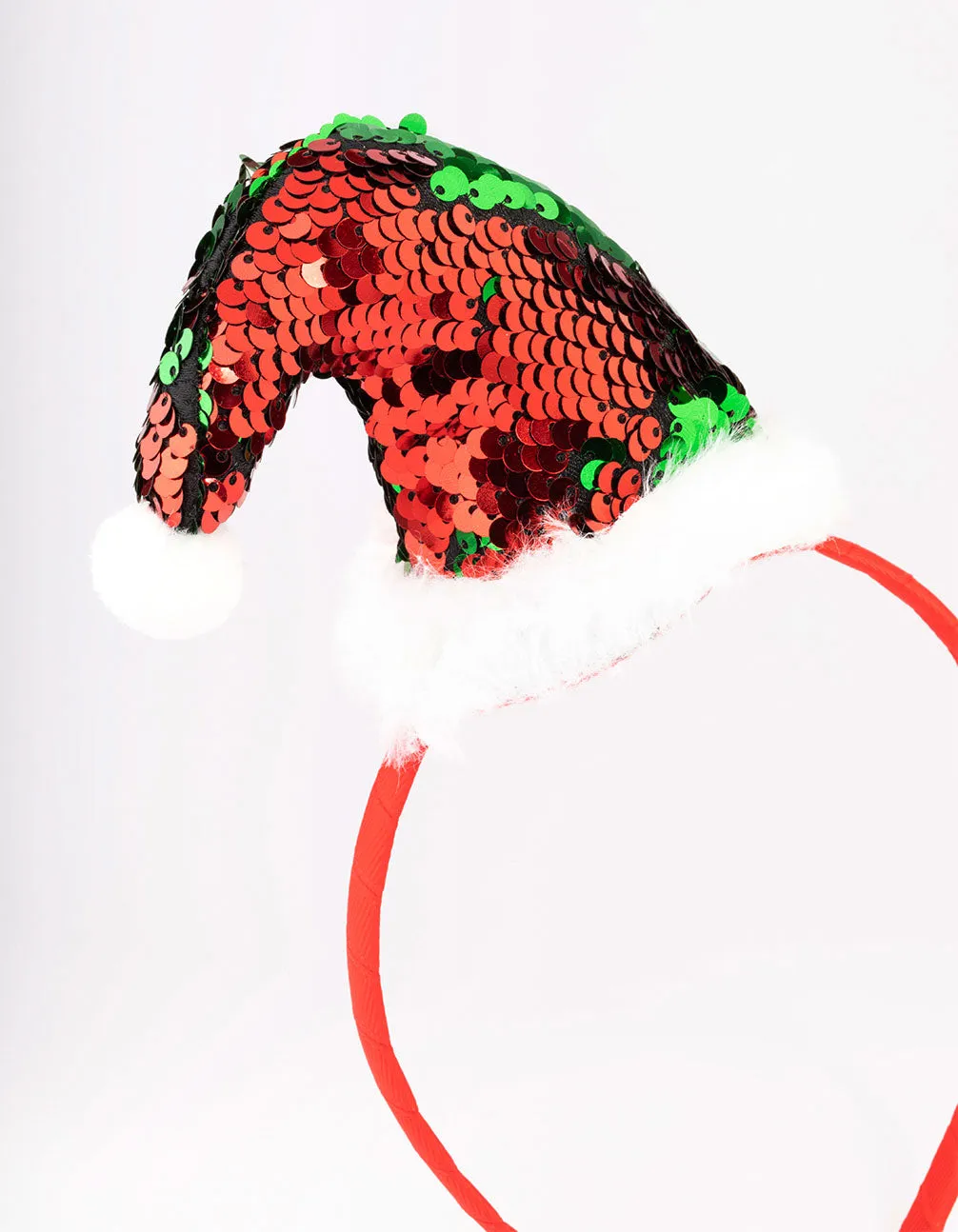 Fabric Red Sequin Santa Hat Headband