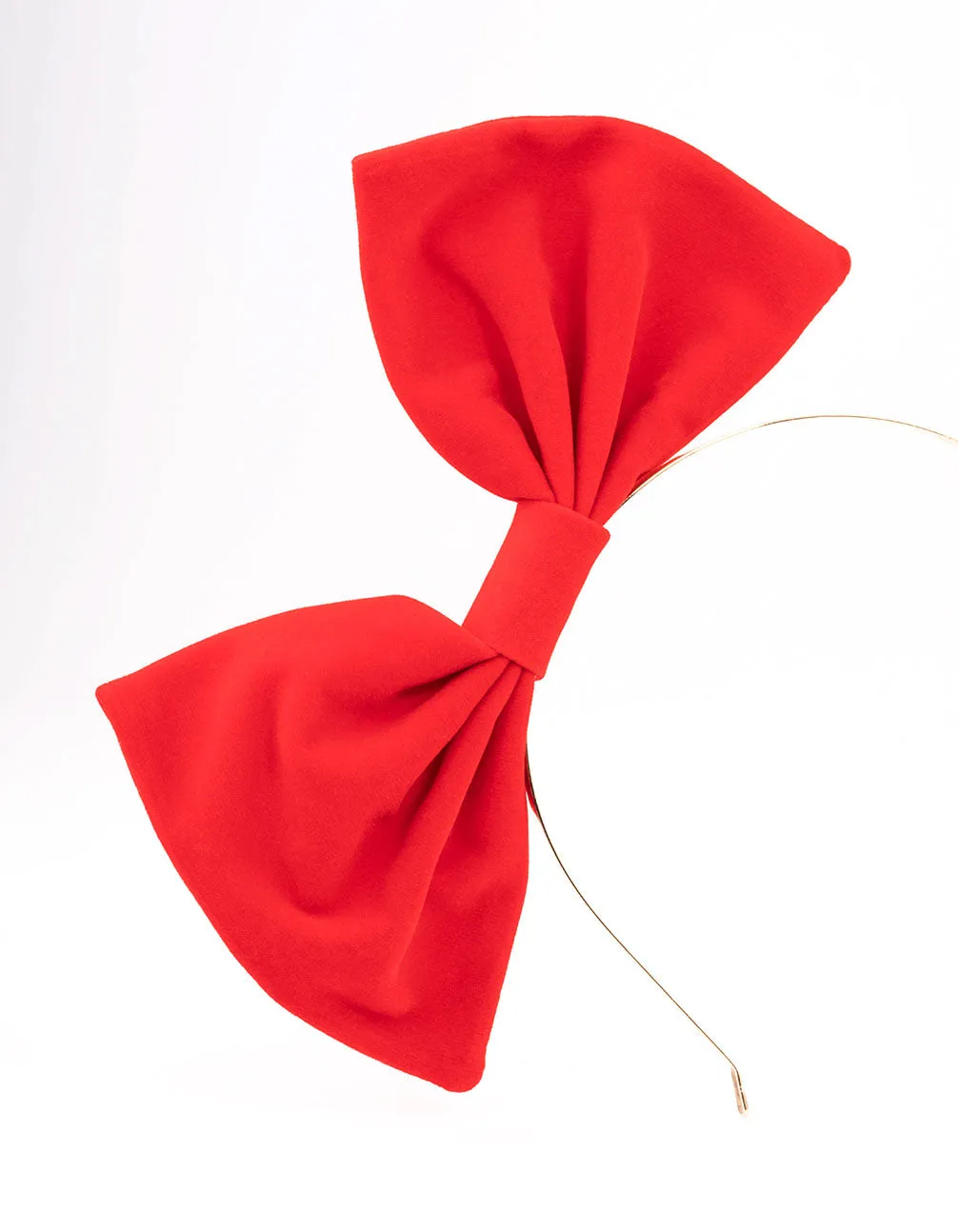 Gold & Large Red Velvet Bow Headband