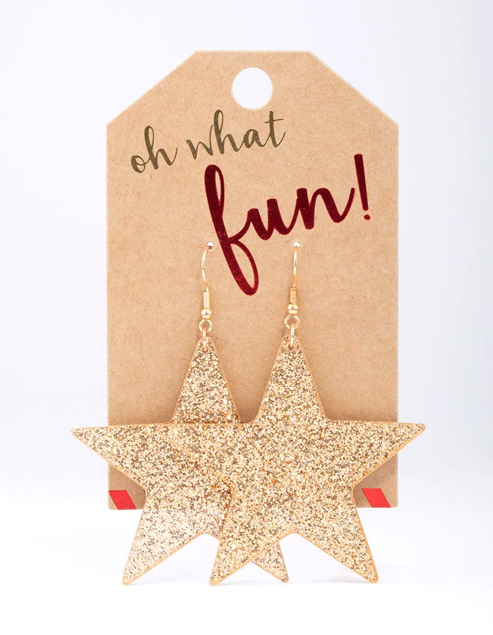 Gold Glitter Star Drop Earrings