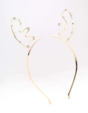 Gold Reindeer Diamante Headband