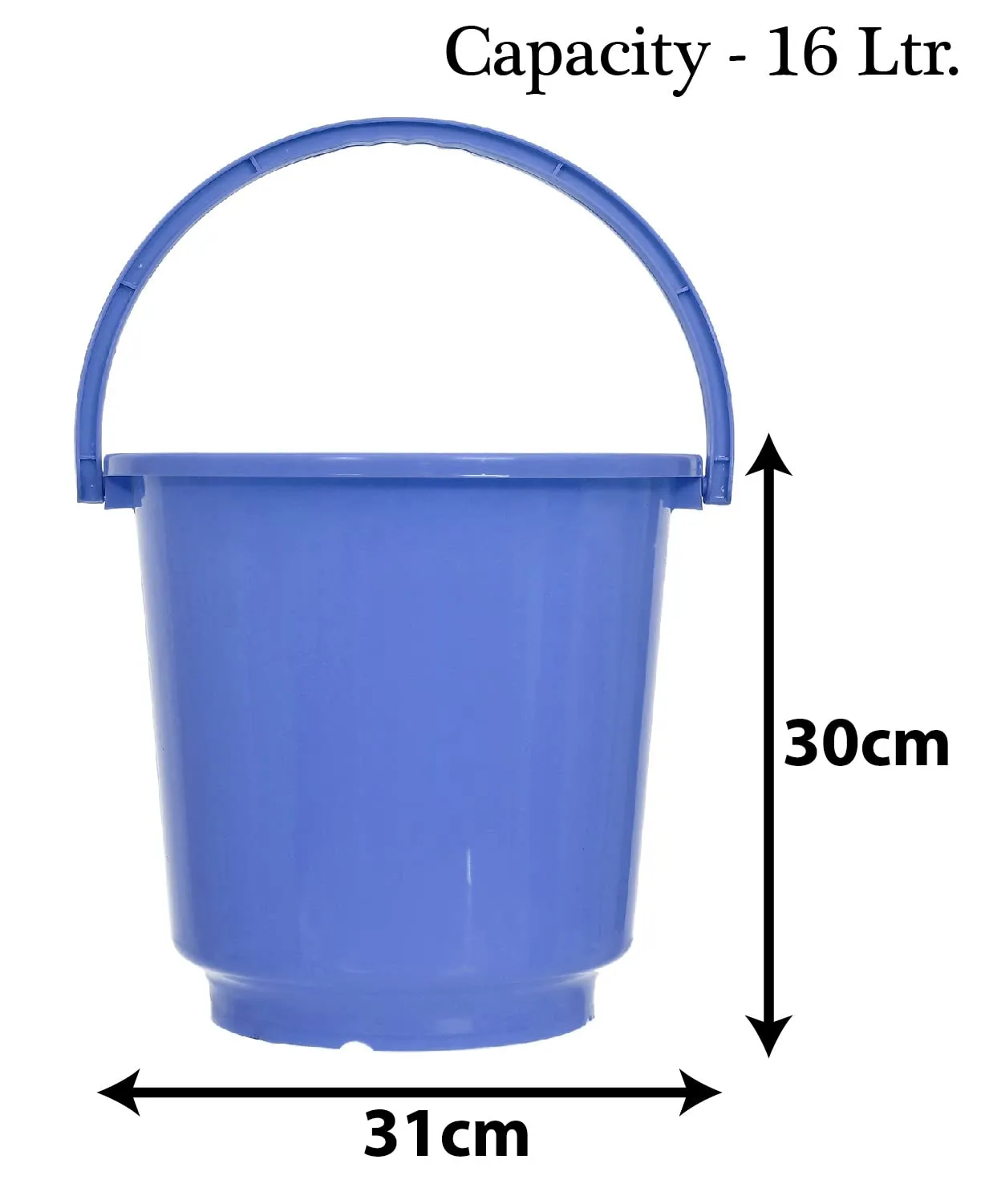 Heart Home Bucket|Plastic Bucket for Bathroom|Bucket for Bathing|Unbreakable Bucket with Handle|16 Liter|Pack of 3 (Blue)