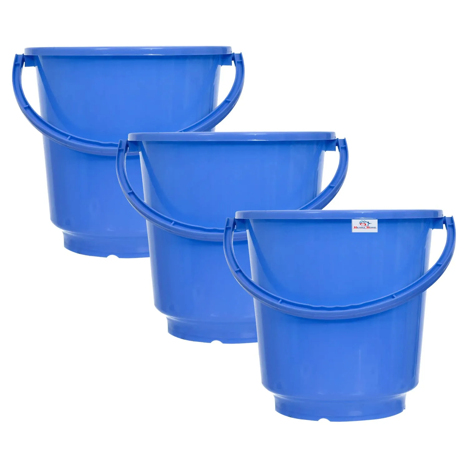 Heart Home Bucket|Plastic Bucket for Bathroom|Bucket for Bathing|Unbreakable Bucket with Handle|16 Liter|Pack of 3 (Blue)