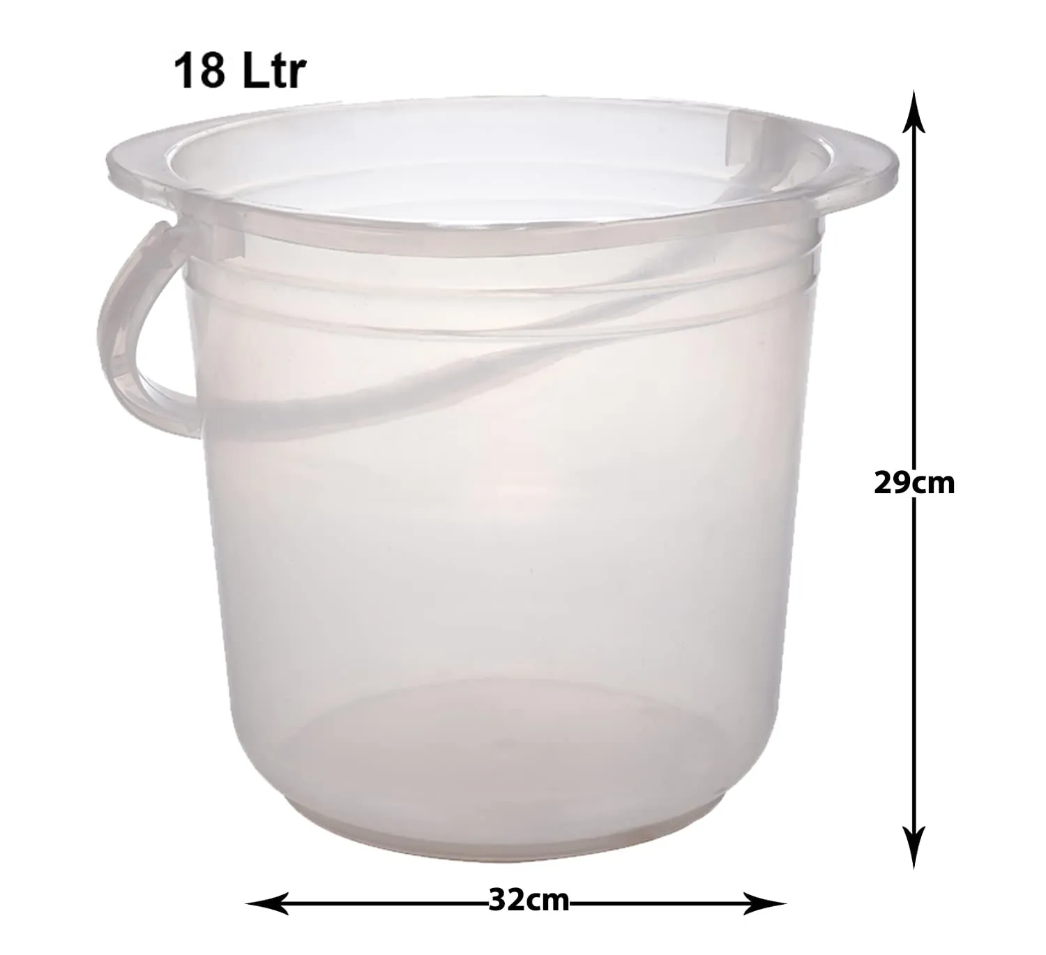 Heart Home Bucket|Plastic Bucket for Bathroom|Bucket for Bathing|Unbreakable Bucket with Handle|18 Liter|Pack of 3 (Transparent)