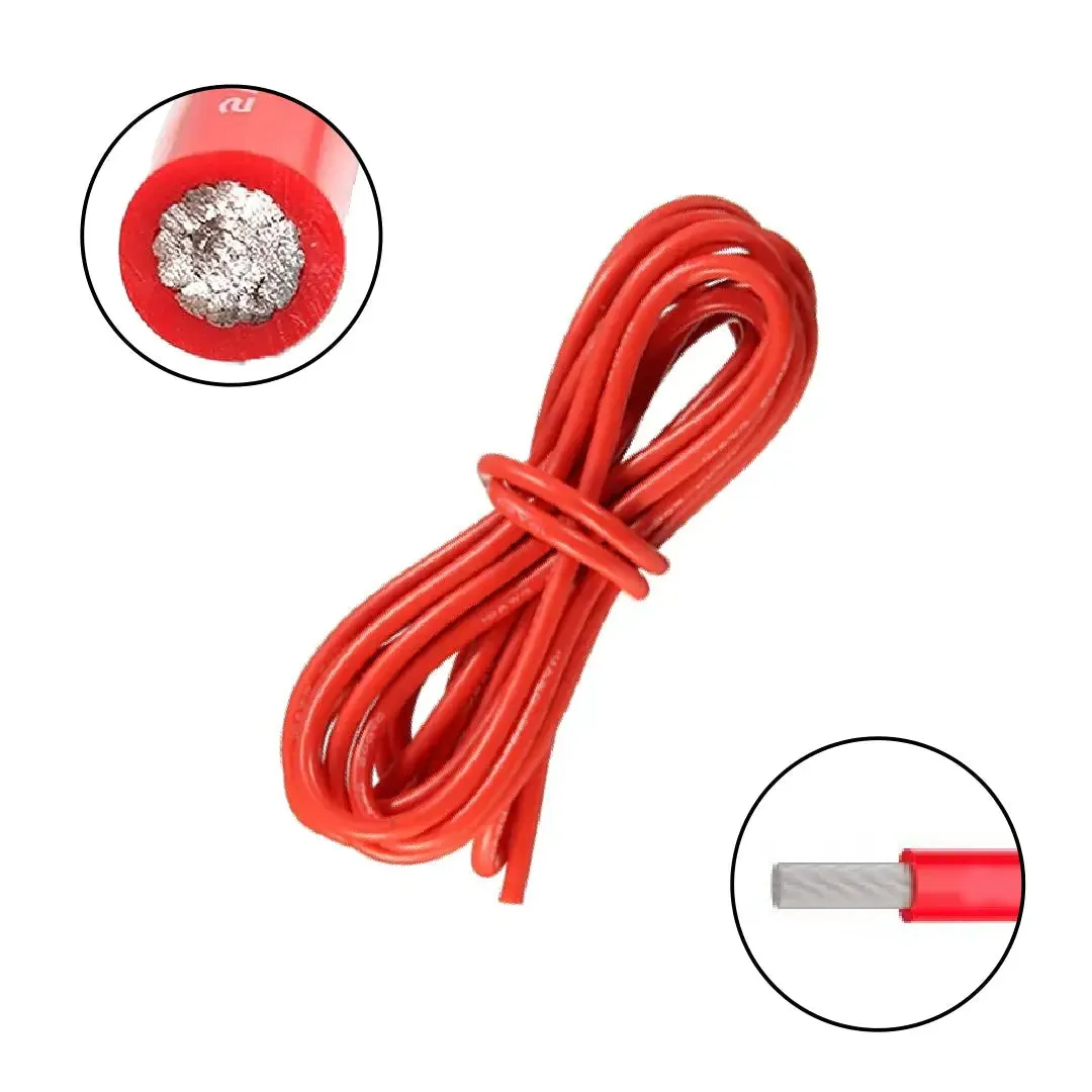 High Quality Ultra Flexible 24AWG Silicone Wire 1m - Red.