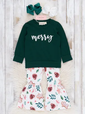 Hunter Green Merry Bell Bottom Outfit - Restocked!