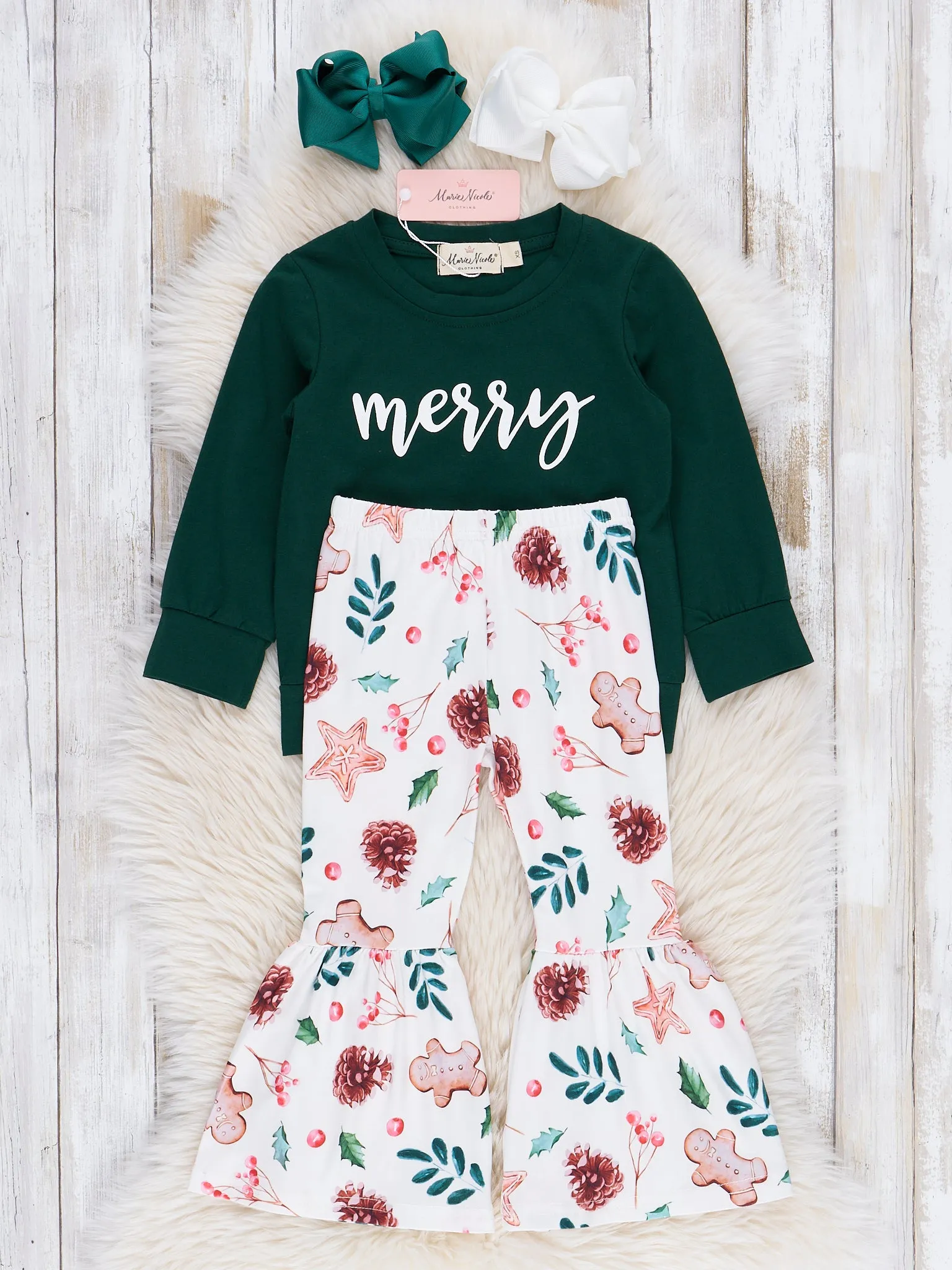 Hunter Green Merry Bell Bottom Outfit - Restocked!