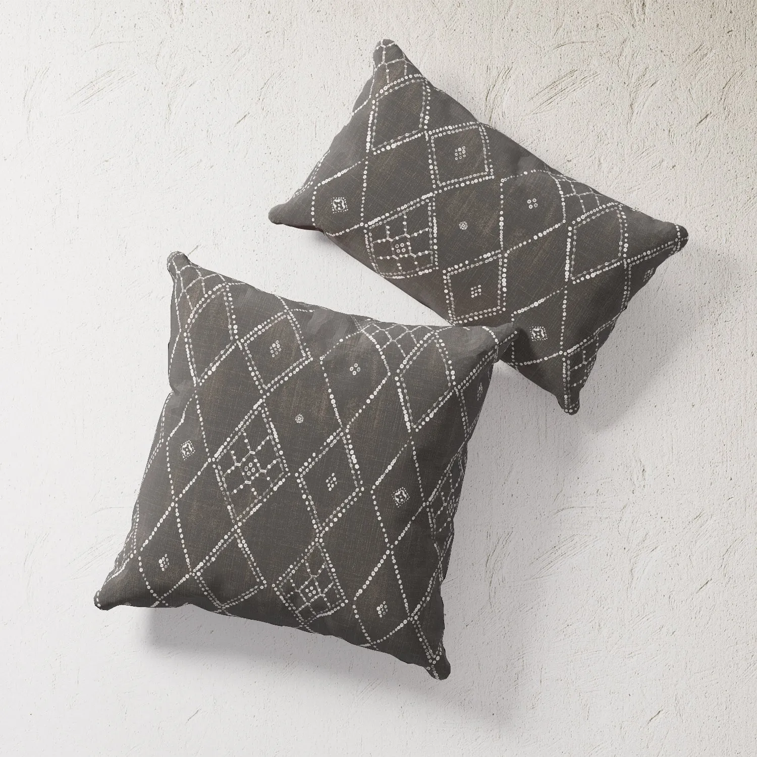 Indoor / Outdoor Pillow - Black & White Moroccan Souk