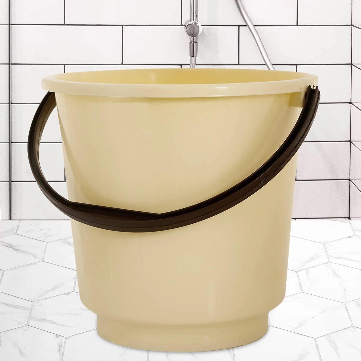 Kuber Industries Bucket|Plastic Bucket for Bathroom|Bucket for Bathing|Unbreakable Bucket with Handle|16 Liter (Yellow)