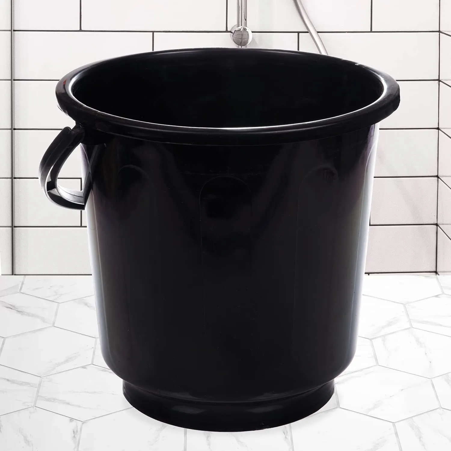 Kuber Industries Bucket|Plastic Bucket for Bathroom|Bucket for Bathing|Unbreakable Bucket with Handle|16 Liter|Pack of 2 (Black & Blue)