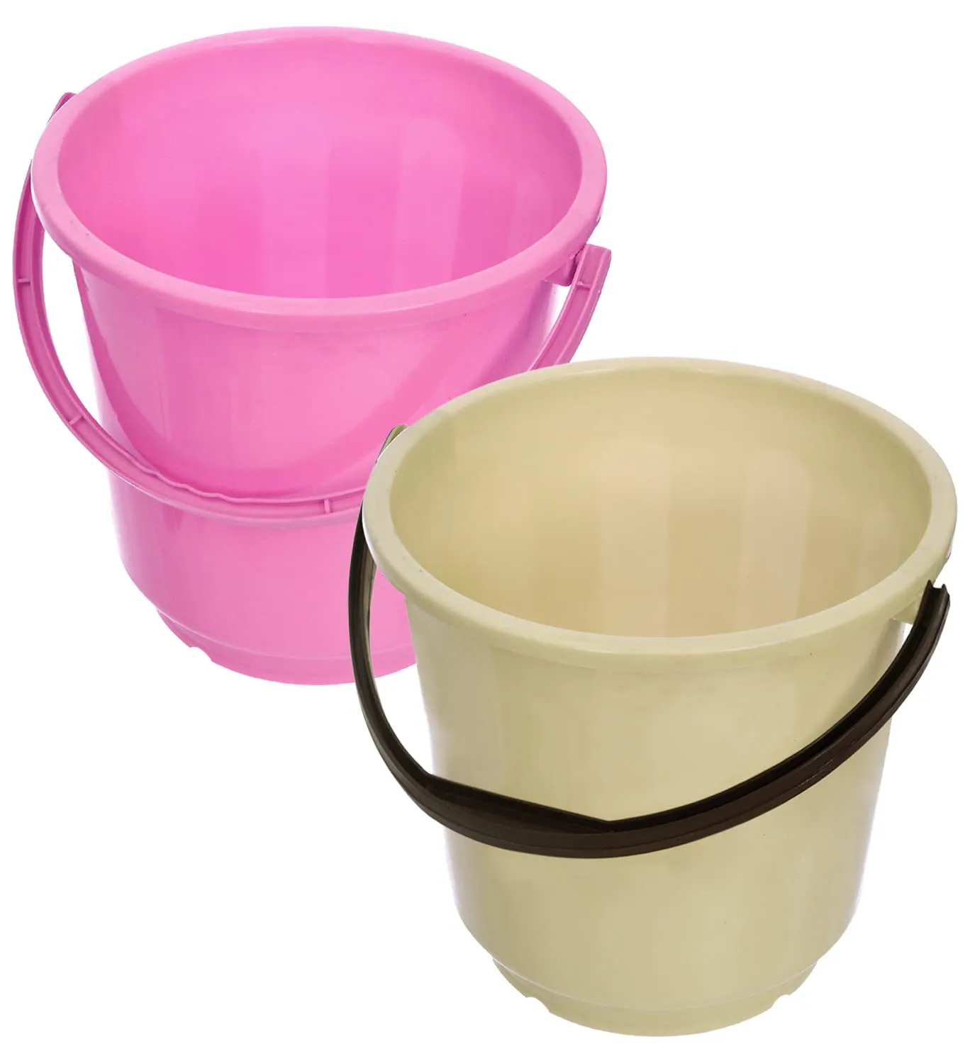 Kuber Industries Bucket|Plastic Bucket for Bathroom|Bucket for Bathing|Unbreakable Bucket with Handle|16 Liter|Pack of 2 (Pink & Yellow)