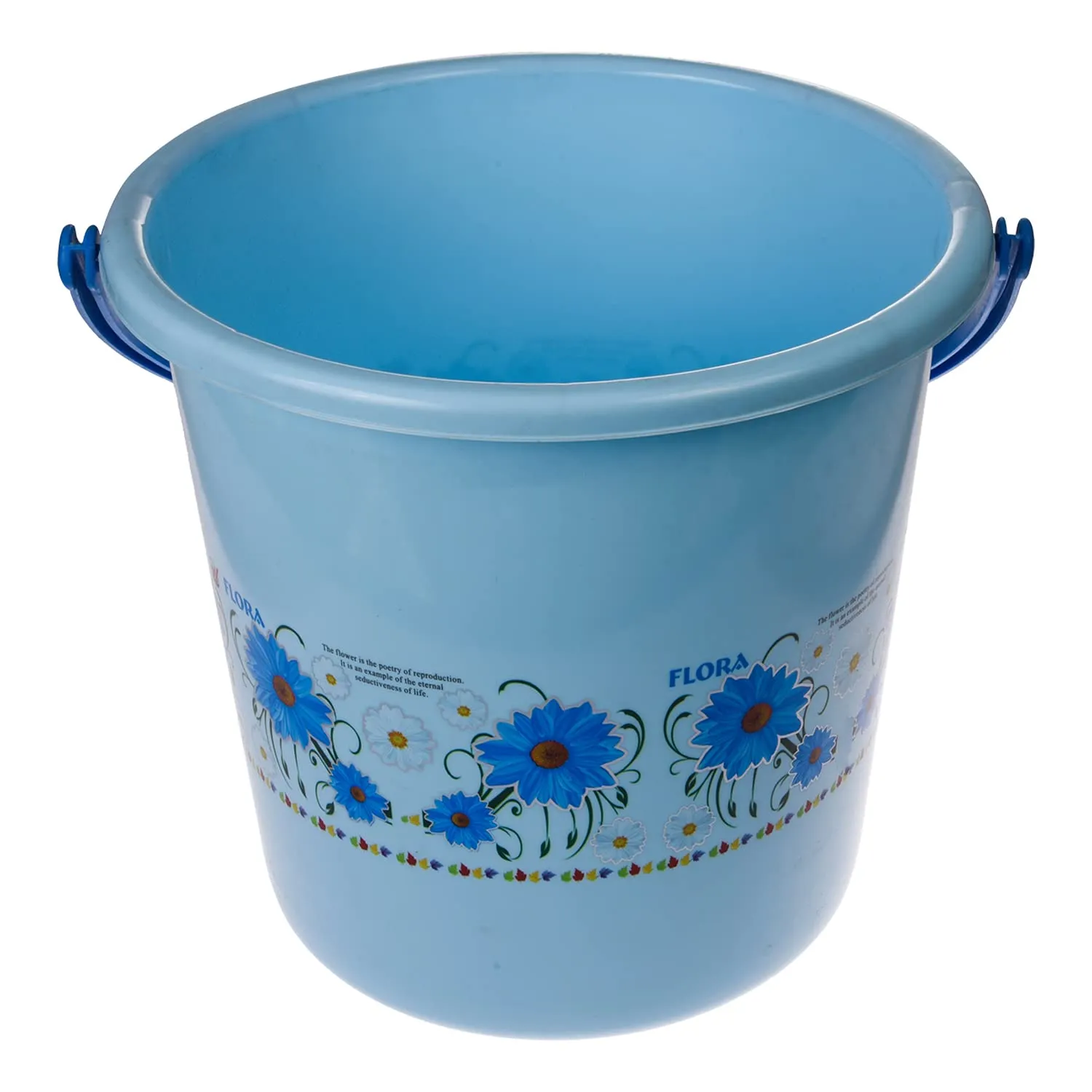 Kuber Industries Bucket|Plastic Bucket for Bathroom|Bucket for Bathing|Unbreakable Printed Bucket with Handle|18 Liter (Sky Blue)