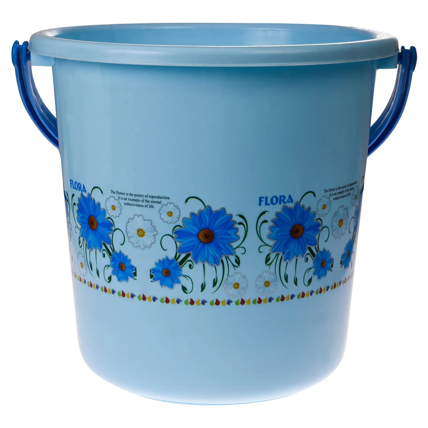 Kuber Industries Bucket|Plastic Bucket for Bathroom|Bucket for Bathing|Unbreakable Printed Bucket with Handle|18 Liter (Sky Blue)