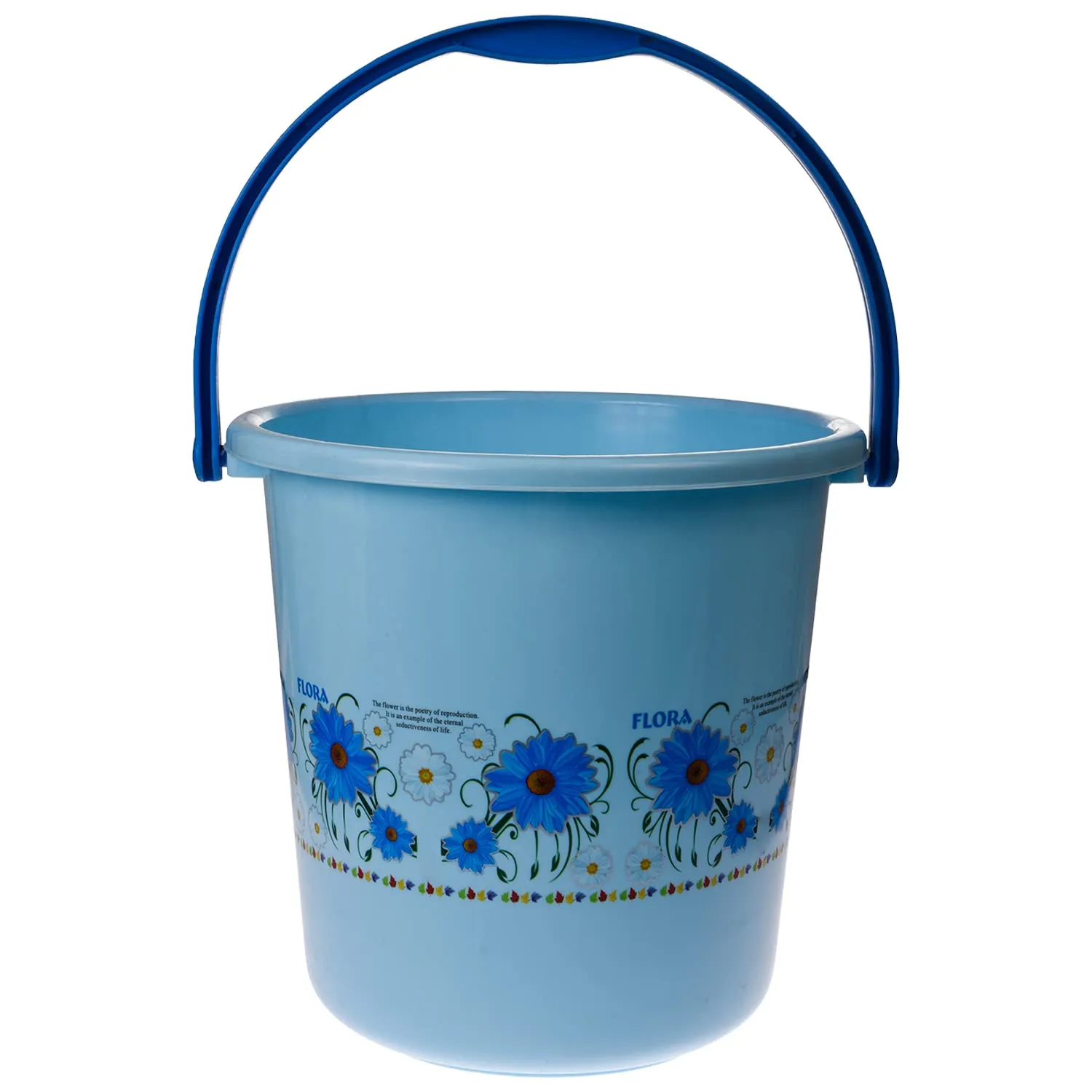 Kuber Industries Bucket|Plastic Bucket for Bathroom|Bucket for Bathing|Unbreakable Printed Bucket with Handle|18 Liter (Sky Blue)