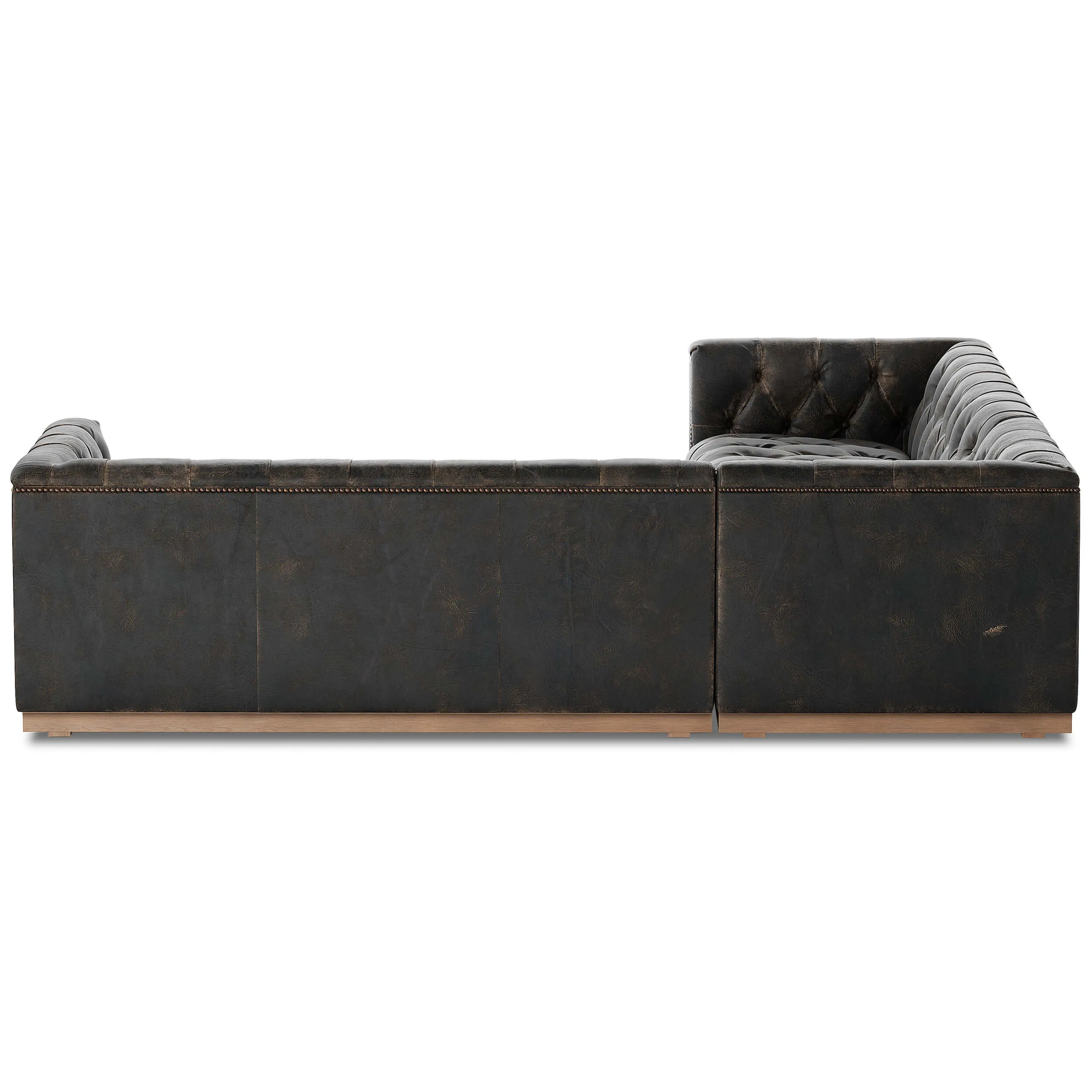 Maxx 3 Piece Leather Sectional, Destroyed Black