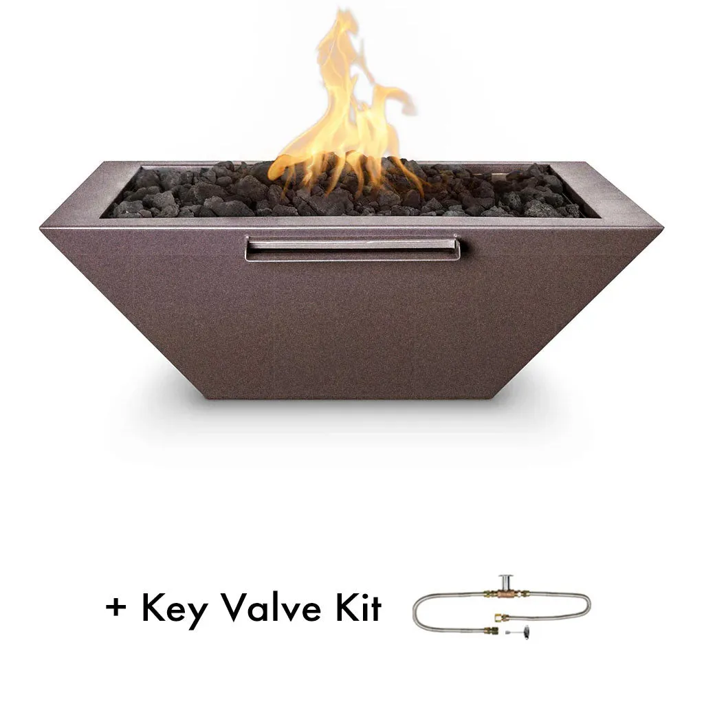 Maya 30" Square Fire and Water Bowl, Powder Coated Metal - Pool Feature