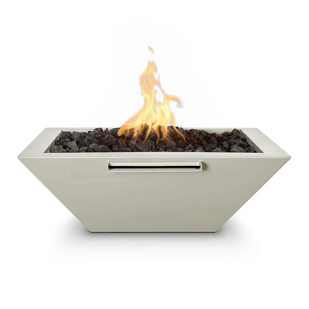 Maya 30" Square Fire and Water Bowl, Powder Coated Metal - Pool Feature