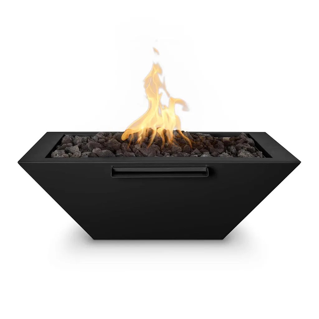 Maya 30" Square Fire and Water Bowl, Powder Coated Metal - Pool Feature