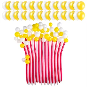 Popcorn Party Supplies and Movie Night Decorations - Popcorn Latex Balloon Kit Wall Display with Bonus Balloons