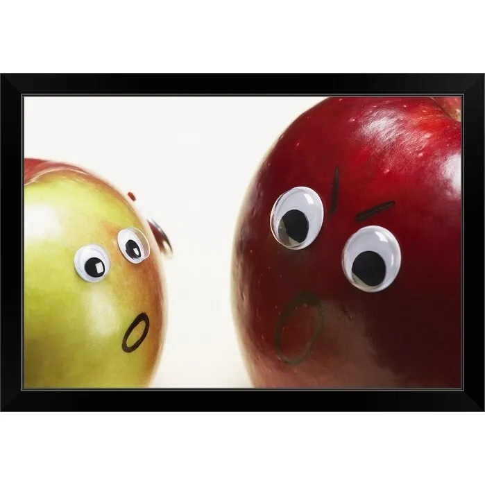 "Apples Fighting" Black Framed Print