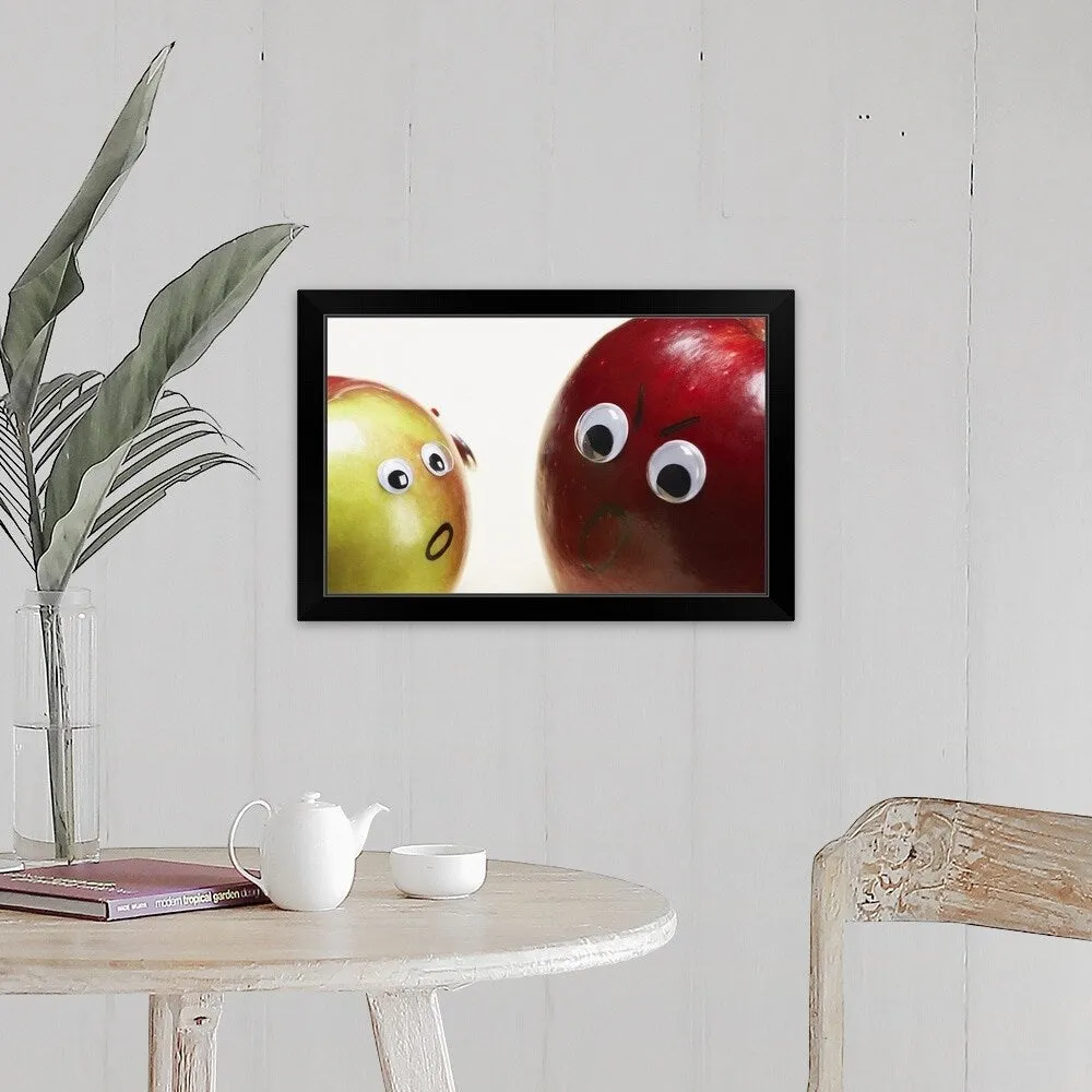 "Apples Fighting" Black Framed Print