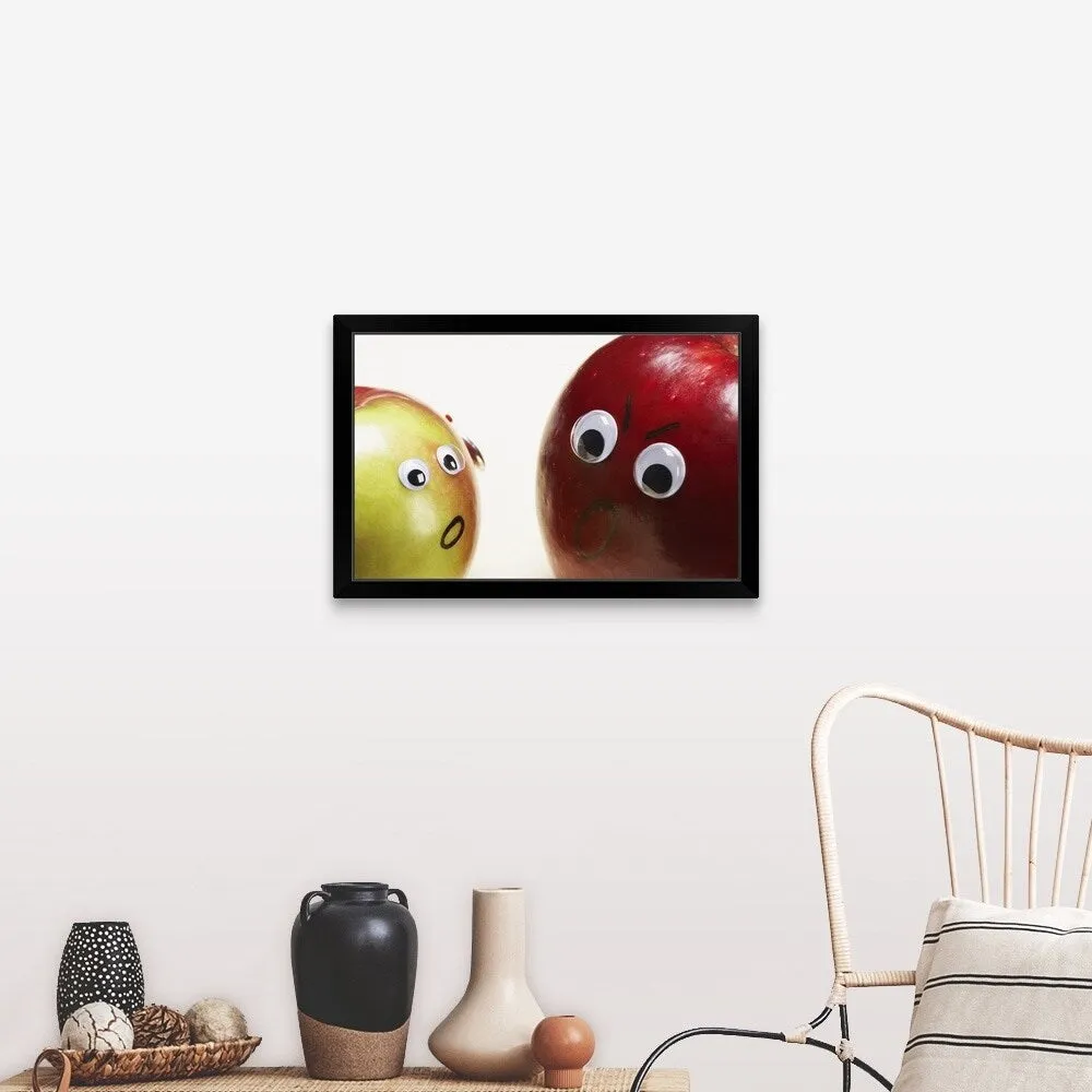 "Apples Fighting" Black Framed Print