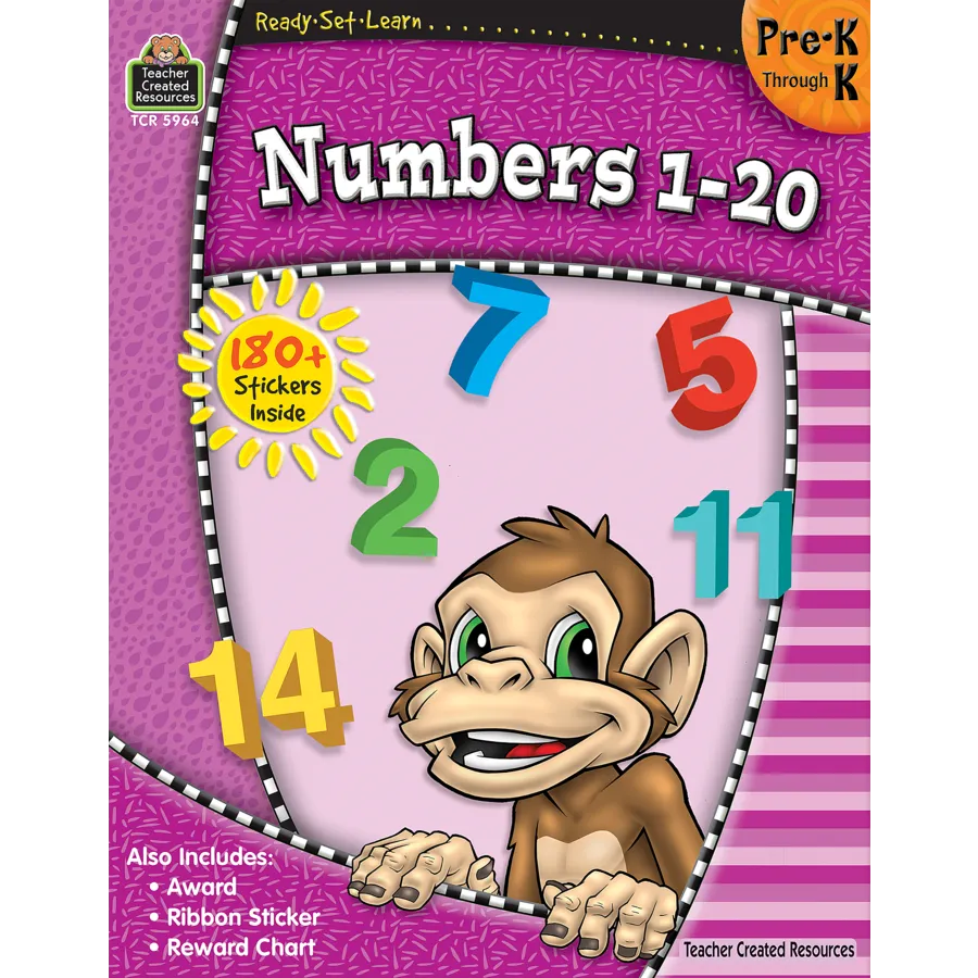 Ready Set Learn Workbook: Numbers 1-20 - Grades Pre-K - K