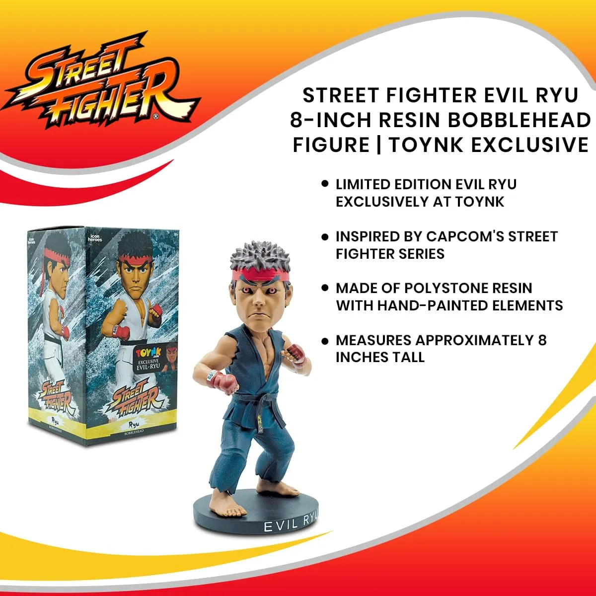 Street Fighter Evil Ryu 8-Inch Resin Bobblehead Figure | Toynk Exclusive