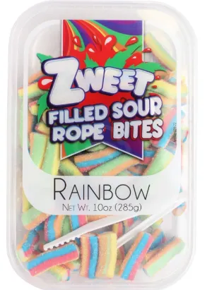 Zweet Filled Sour Rope Bites Rainbow 10oz